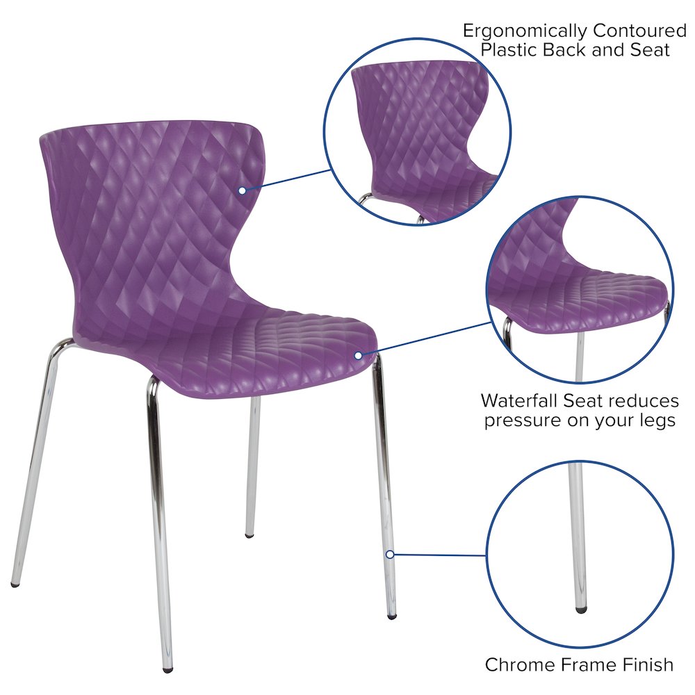Contemporary Design Purple Plastic Stack Chair - Flash Furniture