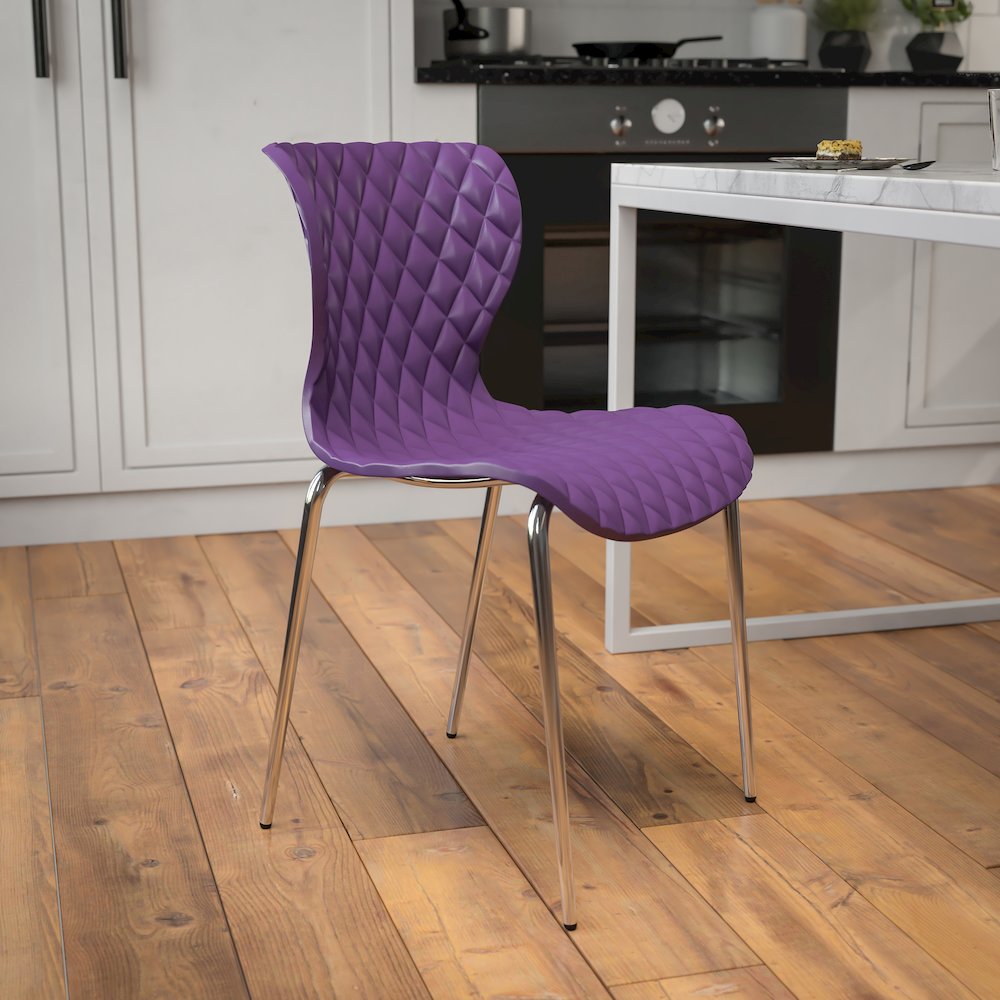 Contemporary Design Purple Plastic Stack Chair - Flash Furniture