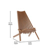 Folding Acacia Wood Chair, Low Profile Lounge for Patio, Porch, Garden, Brown - Flash Furniture