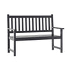 Patio Acacia Wood Bench, 2-Person Slatted Seat Loveseat, Black - Flash Furniture