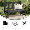 Patio Acacia Wood Bench, 2-Person Slatted Seat Loveseat, Black - Flash Furniture