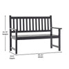 Patio Acacia Wood Bench, 2-Person Slatted Seat Loveseat, Black - Flash Furniture