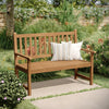 Patio Acacia Wood Bench, 2-Person Slatted Seat Loveseat , Brown - Flash Furniture