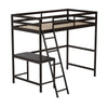 Loft Bed Frame with Desk, Twin Size with Protective Guard Rails - Espresso - Flash Furniture