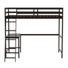 Loft Bed Frame with Desk, Twin Size with Protective Guard Rails - Espresso - Flash Furniture