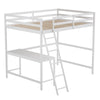 Loft Bed Frame with Desk, Full Size with Protective Guard Rails - White - Flash Furniture