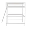 Loft Bed Frame with Desk, Full Size with Protective Guard Rails - White - Flash Furniture