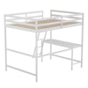 Loft Bed Frame with Desk, Full Size with Protective Guard Rails - White - Flash Furniture