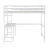 Loft Bed Frame with Desk, Full Size with Protective Guard Rails - White - Flash Furniture