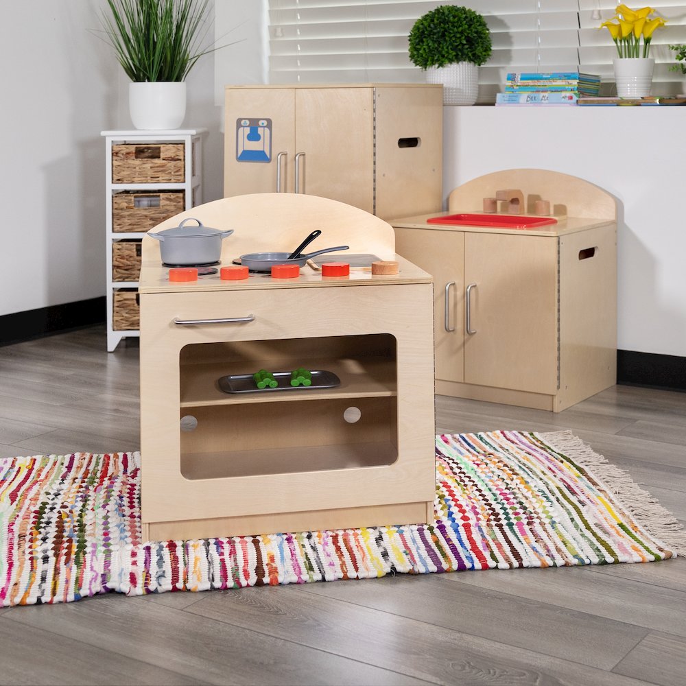 Children's Wooden Kitchen Stove for or Home Use - Safe, Kid Friendly Design - Flash Furniture