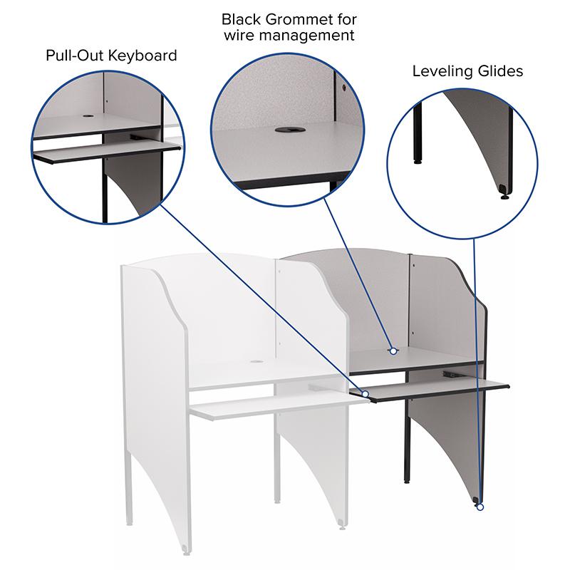 Add-On Study Carrel in Nebula Grey Finish - Flash Furniture