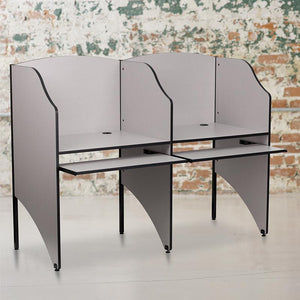 Add-On Study Carrel in Nebula Grey Finish - Flash Furniture