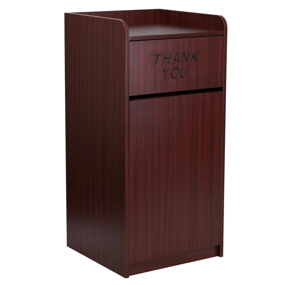 Wood Tray Top Receptacle in Mahogany - Flash Furniture