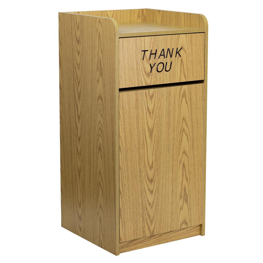 Wood Tray Top Receptacle in Oak - Flash Furniture