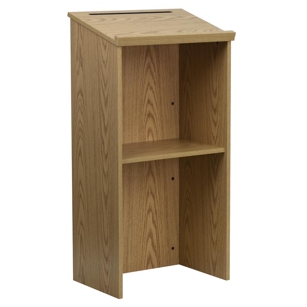 Stand-Up Wood Lectern in Oak - Flash Furniture