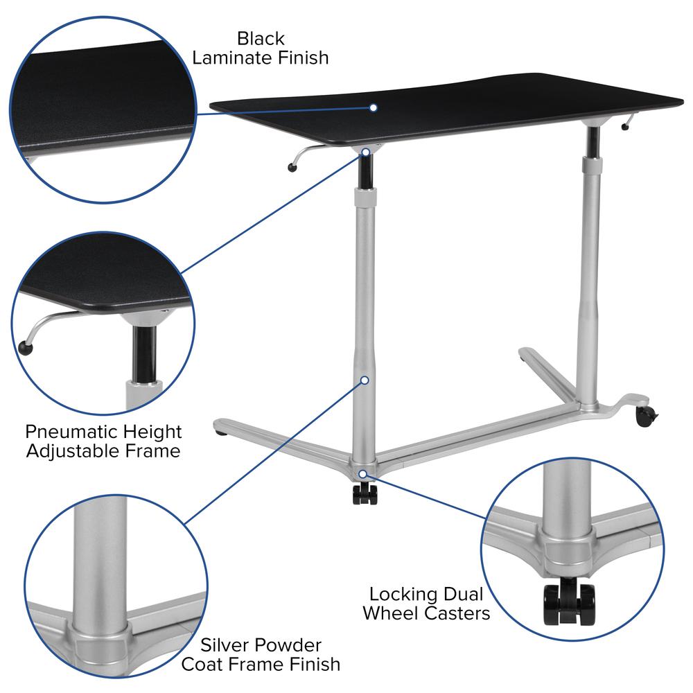 Sit-Down, Stand-Up Black Computer Desk with 37.375''W Top (Range 29'' - 40.75'') - Flash Furniture