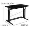 Height Adjustable (27.25-35.75''H) Sit to Stand Home Office Desk - Black - Flash Furniture
