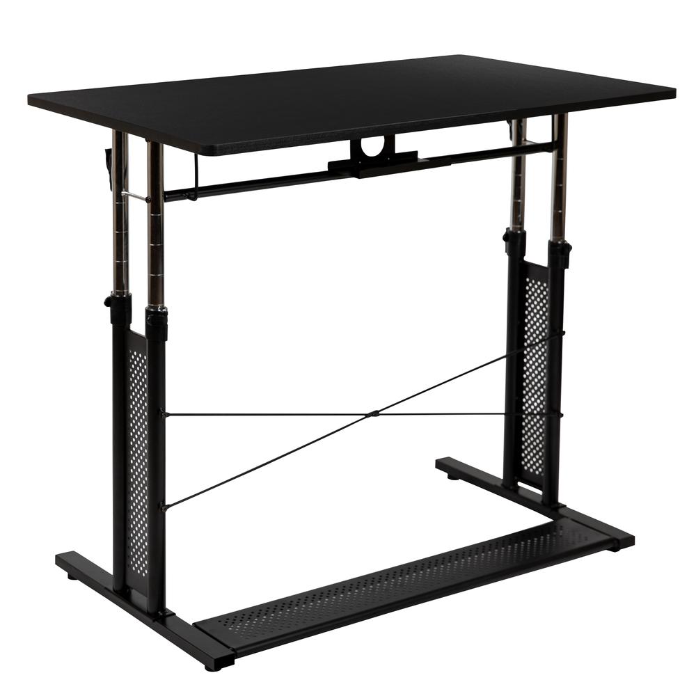 Height Adjustable (27.25-35.75''H) Sit to Stand Home Office Desk - Black - Flash Furniture