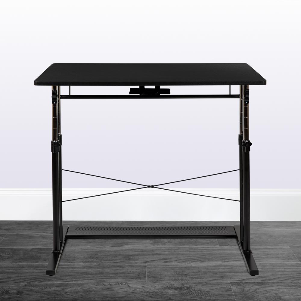 Height Adjustable (27.25-35.75''H) Sit to Stand Home Office Desk - Black - Flash Furniture