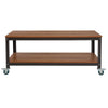 TV Stand in Brown Oak Wood Grain Finish with Metal Wheels - Flash Furniture