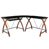 Black Glass L-Shape Corner Computer Desk with Pull-Out Keyboard Tray - Flash Furniture