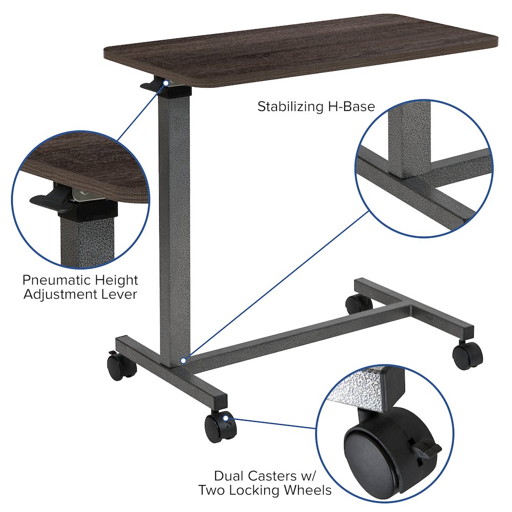 Adjustable Overbed Table with Wheels for Home and Hospital - Flash Furniture