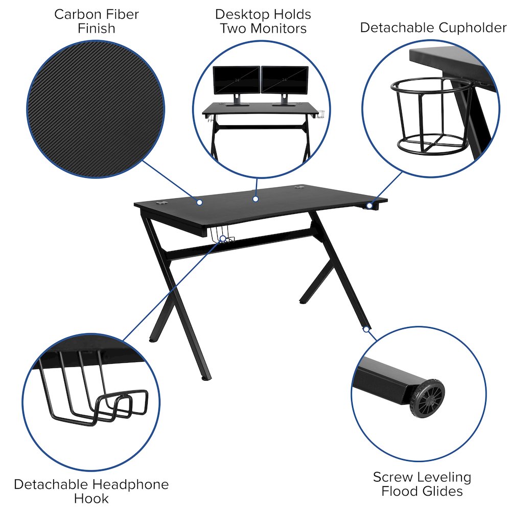 Gaming Desk 45.25'' x 29'' Computer Table Gamer Workstation - Flash Furniture