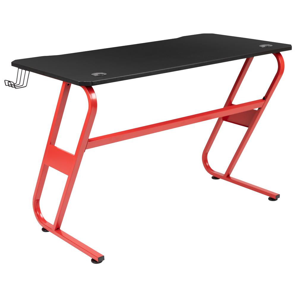 Red Gaming Ergonomic Desk with Cup Holder and Headphone Hook - Flash Furniture