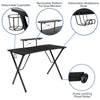 Black Gaming Desk with Cup Holder, Headphone Hook, and Monitor/Smartphone Stand - Flash Furniture