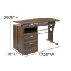 Rustic Walnut Desk with Three Drawer Pedestal and Pull-Out Keyboard Tray - Flash Furniture