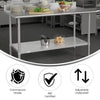 430 Stainless Steel 18 Gauge Kitchen Prep and Work Table, Stainless Steel - Flash Furniture