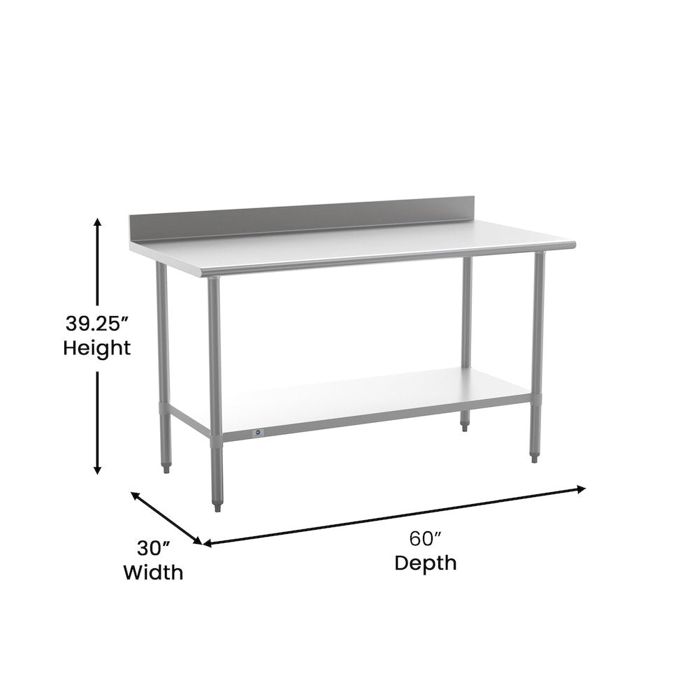 430 Stainless Steel 18 Gauge Kitchen Prep and Work Table, Stainless Steel - Flash Furniture