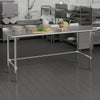 18 Gauge Open Base Kitchen Prep and Work Table with 1.5'' Backsplash - Flash Furniture