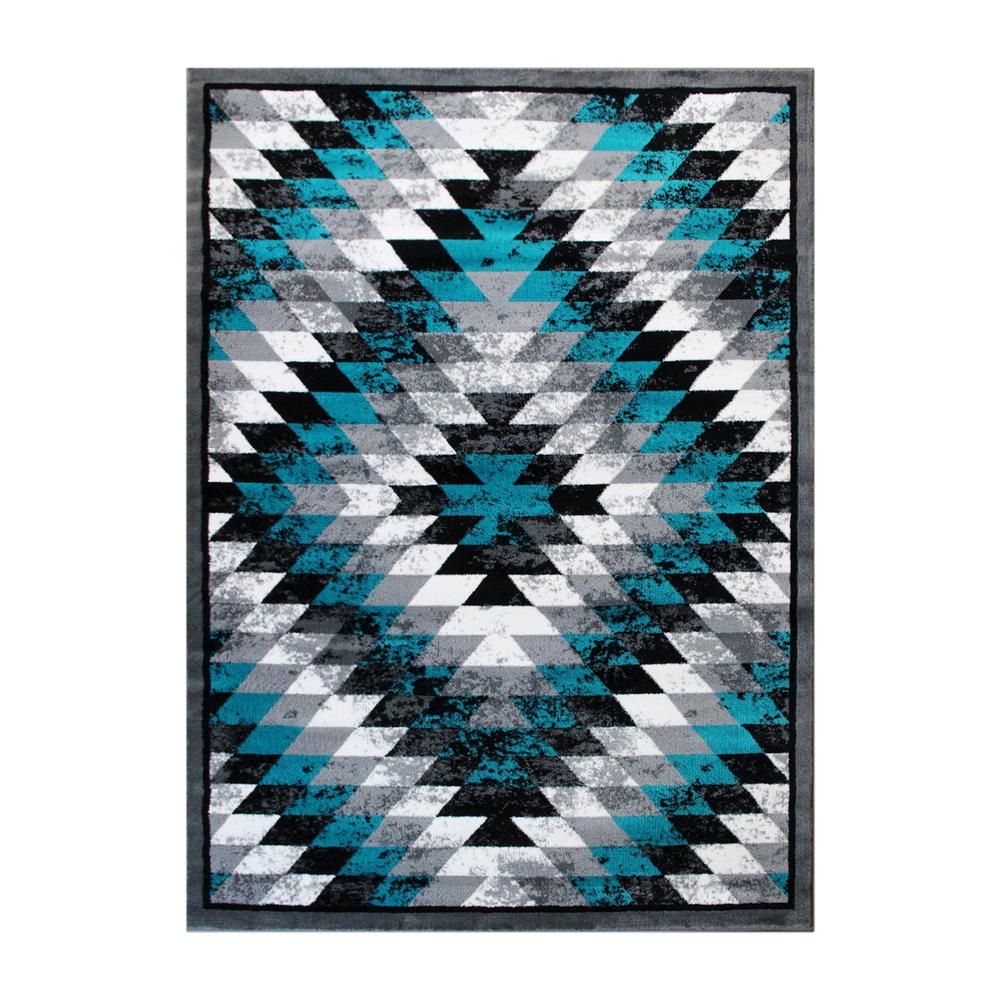 Southwestern 8' x 10' Turquoise Area Rug - Olefin Rug with Jute Backing - Flash Furniture