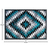 Southwestern 8' x 10' Turquoise Area Rug - Olefin Rug with Jute Backing - Flash Furniture