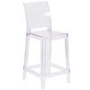 Ghost Counter Stool with Square Back in Transparent Crystal - Flash Furniture