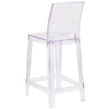 Ghost Counter Stool with Square Back in Transparent Crystal - Flash Furniture