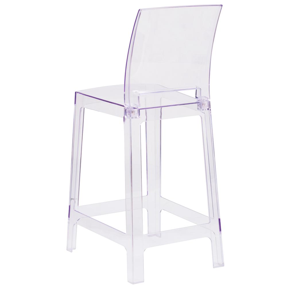 Ghost Counter Stool with Square Back in Transparent Crystal - Flash Furniture