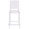 Ghost Counter Stool with Square Back in Transparent Crystal - Flash Furniture