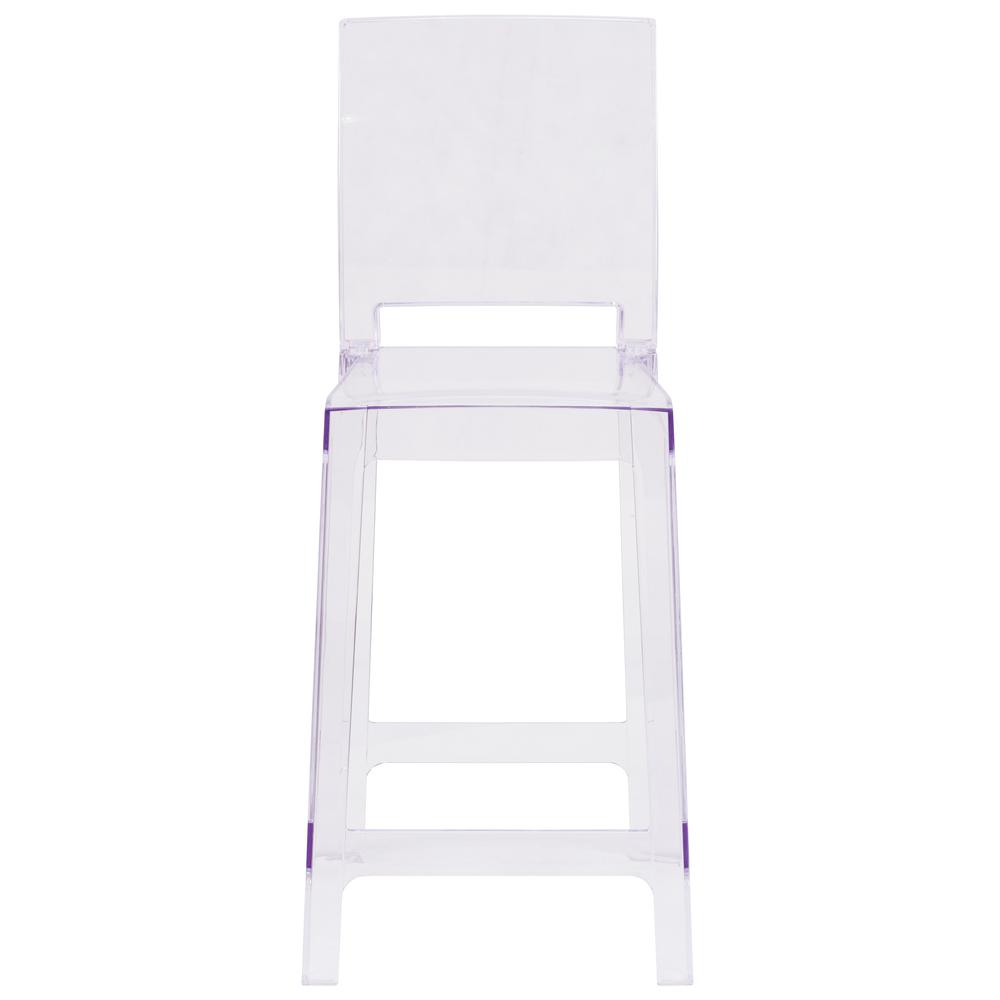 Ghost Counter Stool with Square Back in Transparent Crystal - Flash Furniture