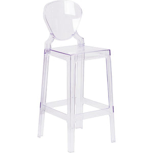 Ghost Barstool with Tear Back in Transparent Crystal - Flash Furniture
