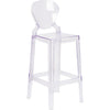 Ghost Barstool with Tear Back in Transparent Crystal - Flash Furniture