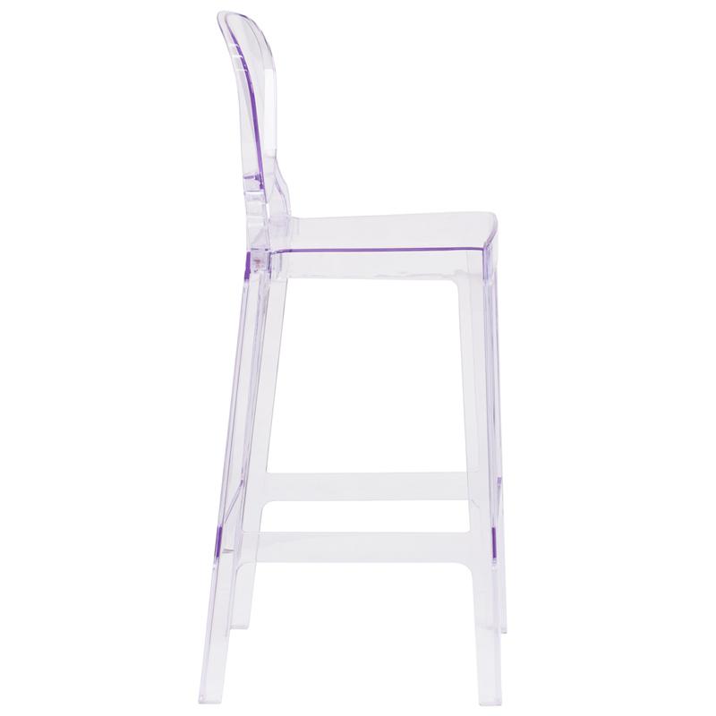 Ghost Barstool with Tear Back in Transparent Crystal - Flash Furniture