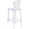 Ghost Barstool with Tear Back in Transparent Crystal - Flash Furniture