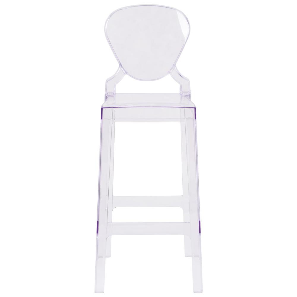 Ghost Barstool with Tear Back in Transparent Crystal - Flash Furniture
