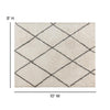 Shag Style Diamond Trellis Area Rug - 8' x 10' - Ivory/Gray Polyester (PET) - Flash Furniture