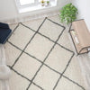 Shag Style Diamond Trellis Area Rug - 8' x 10' - Ivory/Gray Polyester (PET) - Flash Furniture