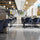 Navy Full Back Contoured Stack Chair with Gray Powder Coated Sled Base - Flash Furniture