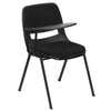 Black Padded Ergonomic Shell Chair with Right Handed Flip-Up Tablet Arm - Flash Furniture