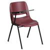 Burgundy Ergonomic Shell Chair with Right Handed Flip-Up Tablet Arm - Flash Furniture